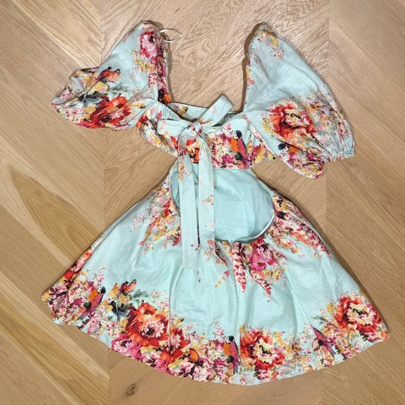 Zimmermann - Mae Mint Floral Cut Out Mini Dress, Size 2 - Picture 5 of 7